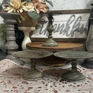 Vintage  metal Green Candle Holders